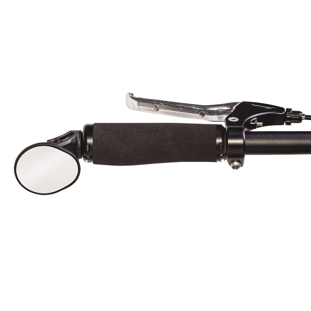 Bike mirror with expander for handlebar mounting