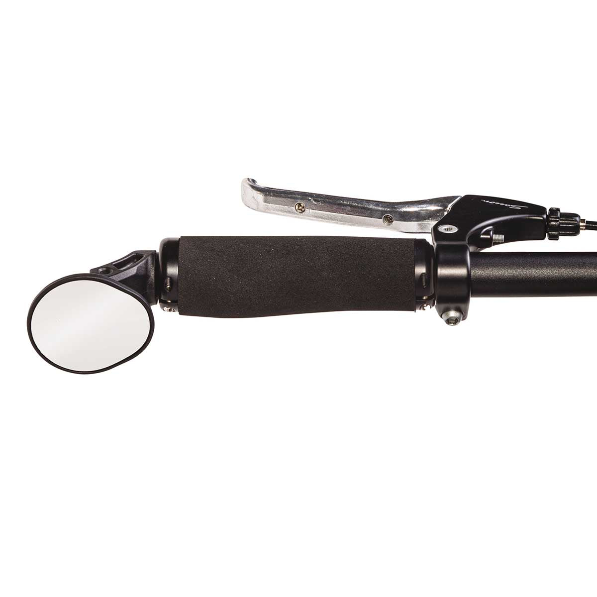 Bike mirror with expander for handlebar mounting